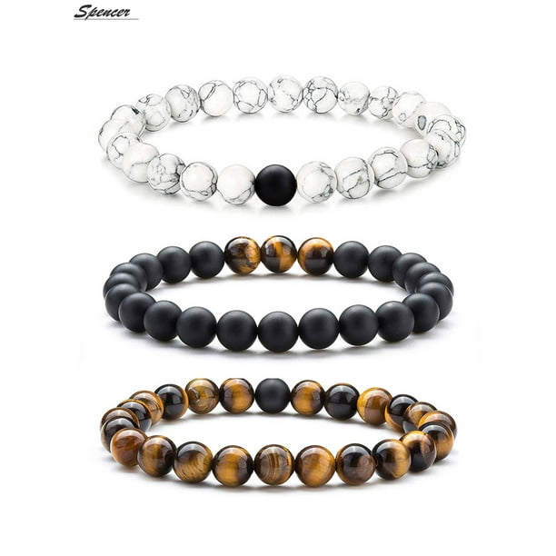 Elastic 6mm Simulated Blue Stripe Agate Prayer Beads Meditation Mala Wrap Bracelet with Removable Charms Elastic 6mm Simulated Blue Stripe Agate Prayer Beads Meditation Mala Wrap Bracelet with Removable Charms